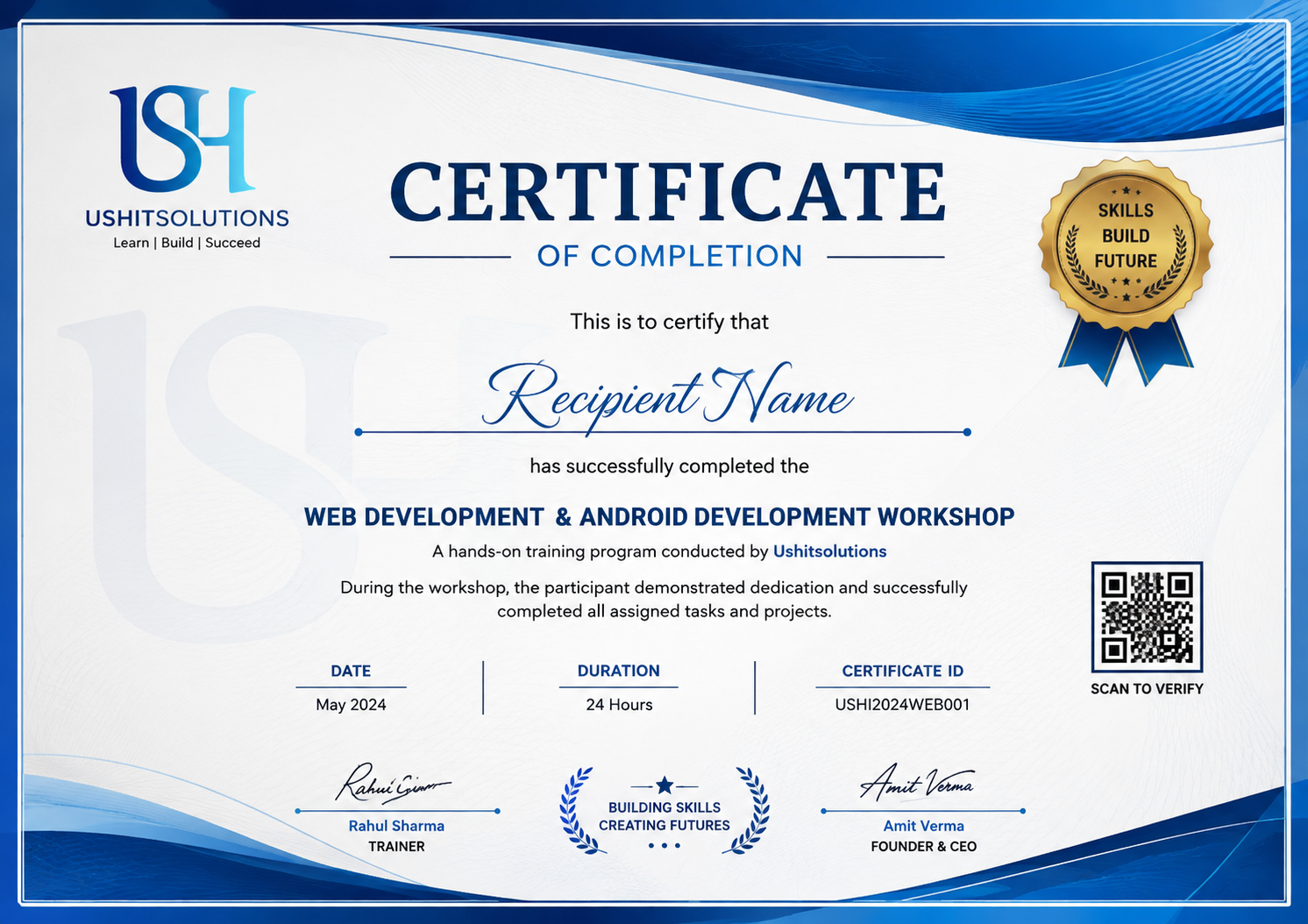 Workshop certificate preview